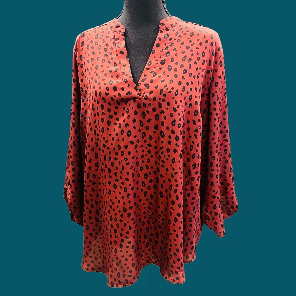 LUSH Animal Print Tunic V-Neck Blouse 2X